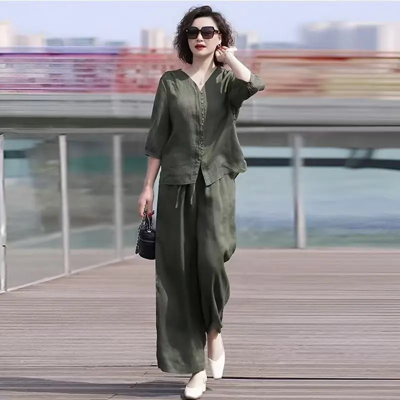 Women Fashion Over The Years - Setelan Katun Linen untuk Wanita, Model