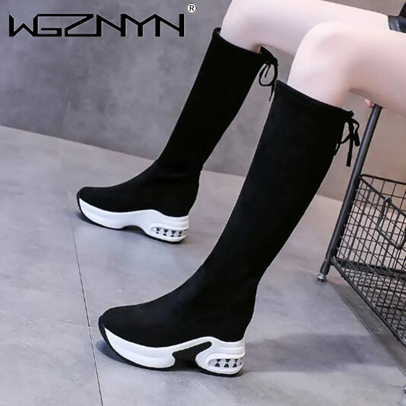 Women'S Fashion Knee High Boots - Sepatu bot panjang Platform Chunky hangat