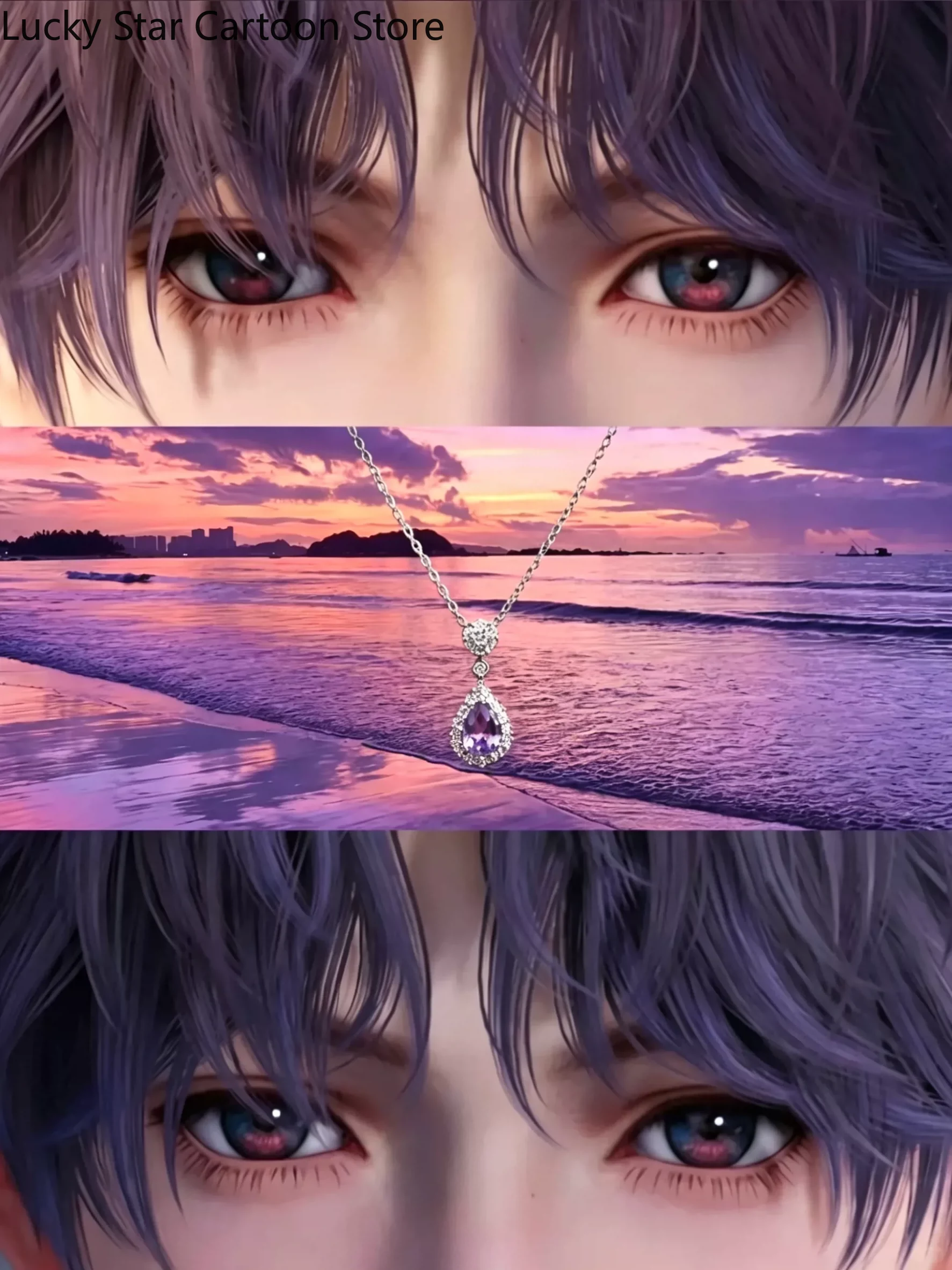 Women'S Fashion Korea - Kalung Liontin Warna Mata Bertema Anime