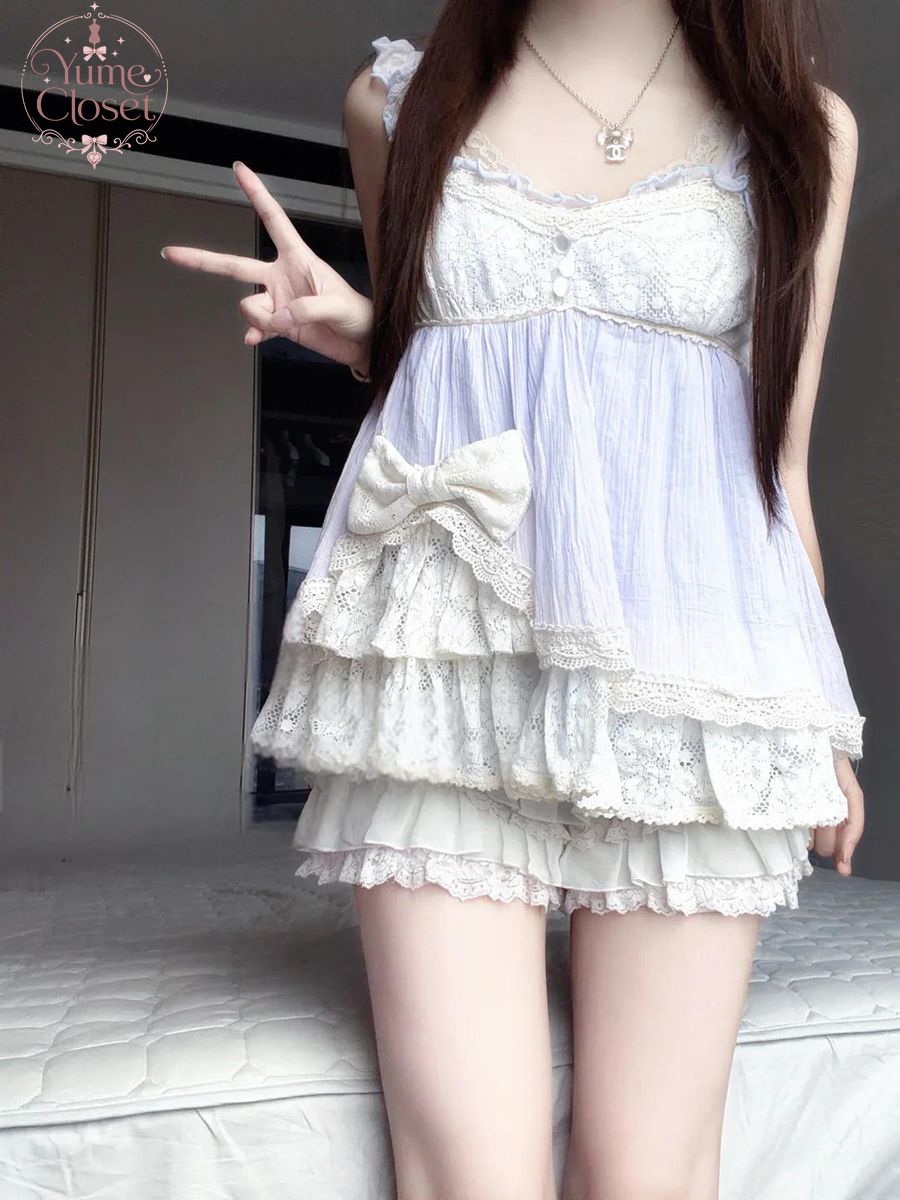 Coquette Ryousangata Dollcore  - Lace Trim Cami ulasan dan harga