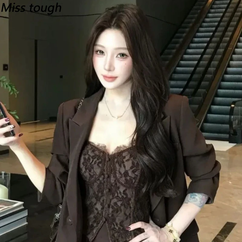 Setelan 3 potong bergaya vinta - Lace Trim Cami ulasan dan harga