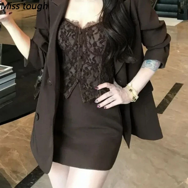 Setelan 3 potong bergaya vinta - Lace Trim Cami ulasan dan harga