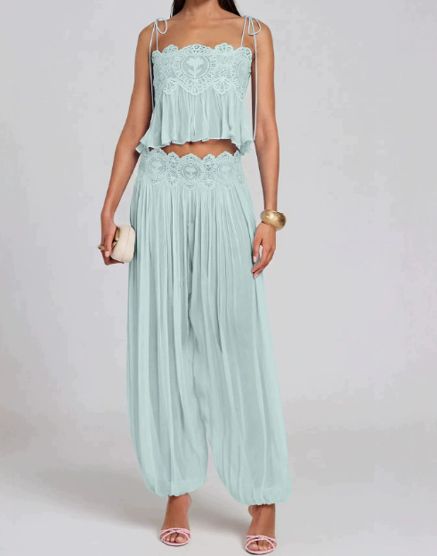 Setelan Celana Panjang Wanita, - Lace Trim Cami ulasan dan harga