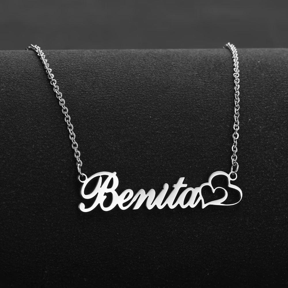Kalung Nama Kustom Hati Ganda  - Women Fashion Names ulasan dan harga