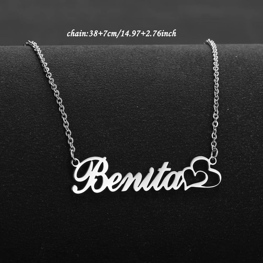 Kalung Nama Kustom Hati Ganda  - Women Fashion Names ulasan dan harga
